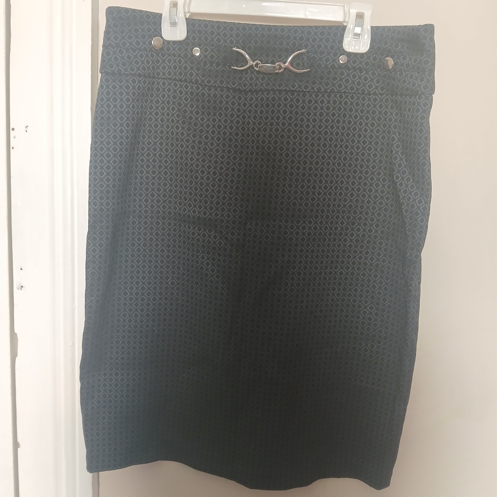 Soho Apparel Deep Green And Blue Patterned Pencil Skirt